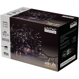 Entac Χριστουγεννιάτικα λαμπάκια IP44 400 LED Ψείρες Θερμό 8m