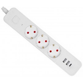Entac Πολύπριζο 3 Θέσεων με Διακόπτη D2 1.5m 2xUSB-A x 1xUSB-C 3G1.5