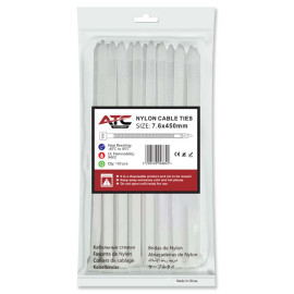 ATC Δεματικά 7.6x450mm Νάιλον Λευκά 100τμχ Σακουλάκι