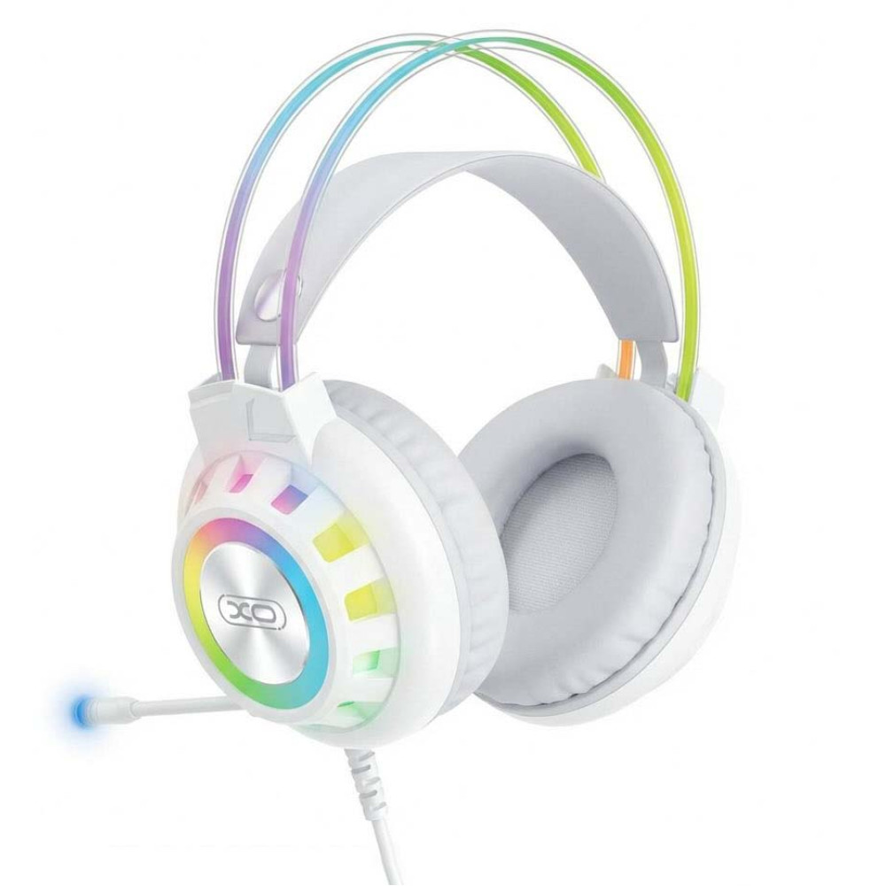 XO GE10 Gaming Ενσύρματα Ακουστικά RGB με Μικρόφωνο Λευκά