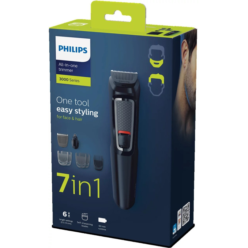 Philips Series 3000 7-in-1 Σετ Επαναφορτιζόμενης Κουρευτικής Μηχανής MG3720/15