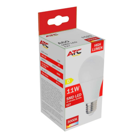 ATC SMD LED High Lumen Λαμπτήρας A60 230V 11W/1520LM E27 3000K
