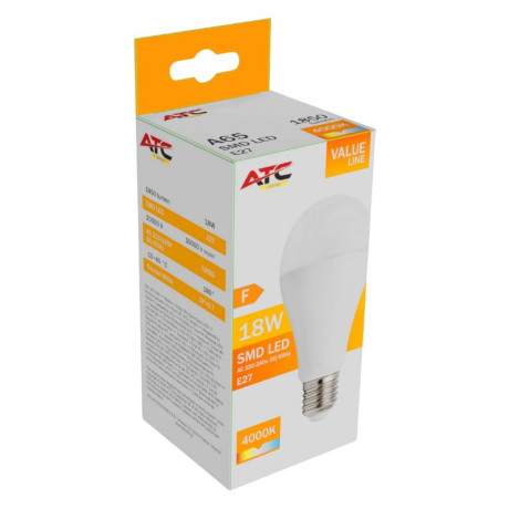 ATC SMD LED Λαμπτήρας A65 230V 18W/1850LM E27 4000K