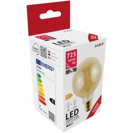 Avide LED Filament Κοινή G95 7W E27 360° Θερμό 2500K Ντιμαριζόμενο/Κεχριμπάρι