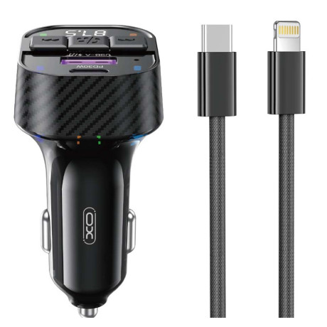 XO BCC17 Smart Bluetooth MP3 A+C Dual Port PD30W Φορτιστής Αυτοκινήτου με καλώδιο Lightning