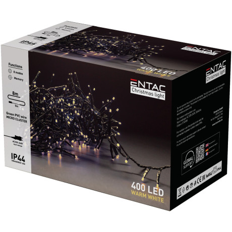 Entac Χριστουγεννιάτικα Λαμπάκια IP44 400 LED Ψείρες Πολύχρωμα 8m