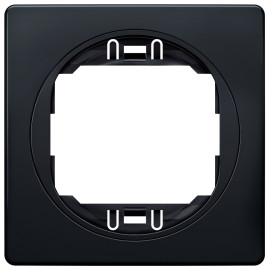 EON E6801.E1E One-gang frame 80x80, soft-touch black with black holder