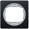 EON E6801.E1S One-gang frame 80x80, soft-touch black with silver holder