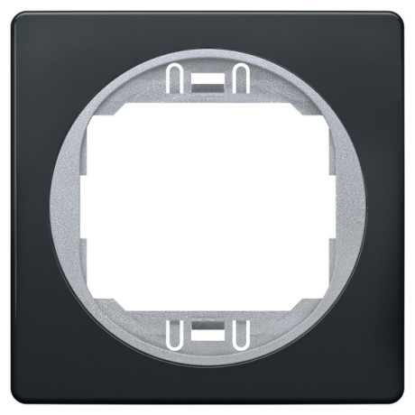 EON E6801.ES One-gang frame 80x80,  black with silver holder