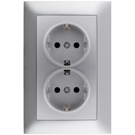 Entac Arnold Recessed wall socket 2x earthed Silver
