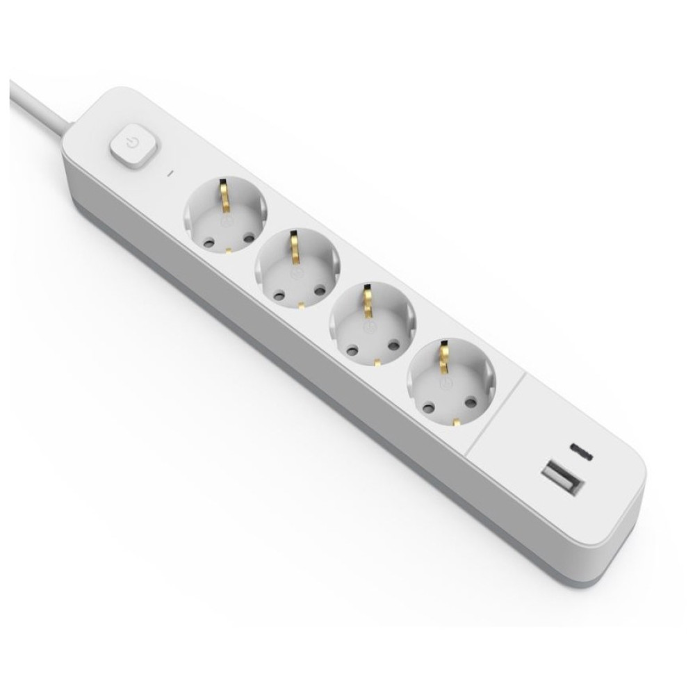 Entac Πολύπριζο 4 Θέσεων Με Διακόπτη D2 1.5m 1xUSB-A x 1xUSB-C 3G1.5