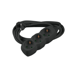 Technik Πολύπριζο 3 Θέσεων με Καλώδιο Χαλκού 1.5 mm² 16A Μαύρο 1.5m