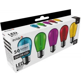 Avide LED Διακοσμητική Λάμπα Filament 1W  E27 (5τμχ) (Πράσινο/Μπλέ/Κίτρινο/Κόκκινο/Μώβ)