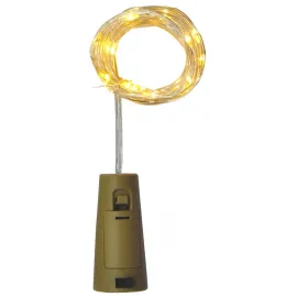 Entac Σετ 3τμχ  Ασημί Καλώδιο 20 LED 2m Θερμό Πώμα Μπουκαλιού (3xLR44 Δεν Περιλαμβ.)